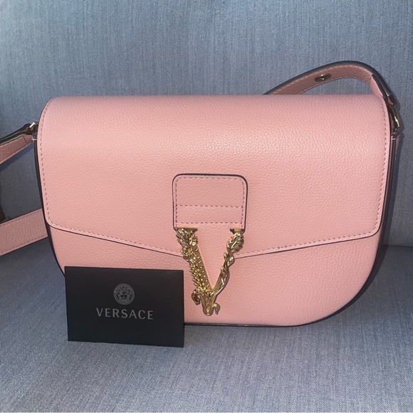 Pink🔥Versace Saddle bag Crossbody Shoulder bag satchel purse La Medusa bag - Picture 12 of 16